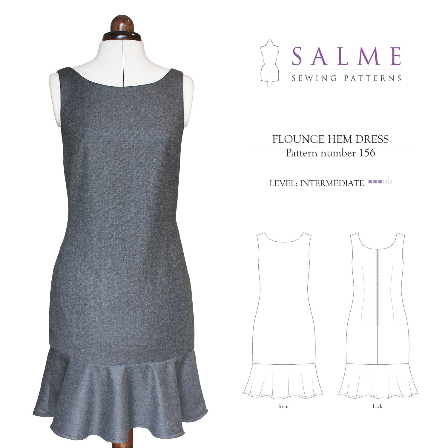 PDF Sewing pattern Flounce Hem Dress Etsy