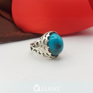 Engagement Ring With Turquoise for Men - Vintage Turquoise Ring For Men - Natural Turquoise Gemstone Ring of 925 Sterling Silver