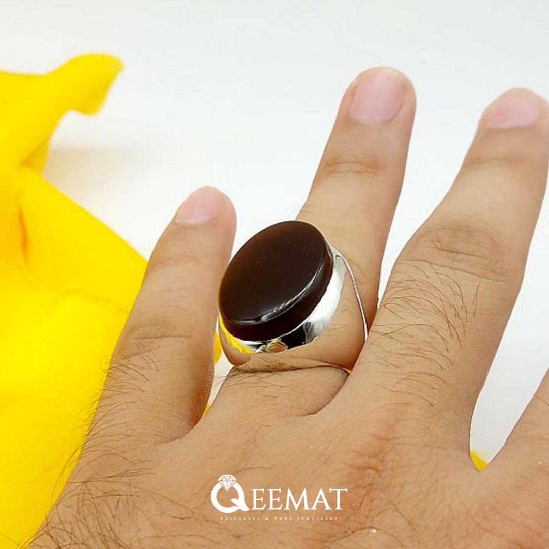Red Agate Sterling Silver Ring for Men – Simple Yemini Aqeeq Ring -may ...