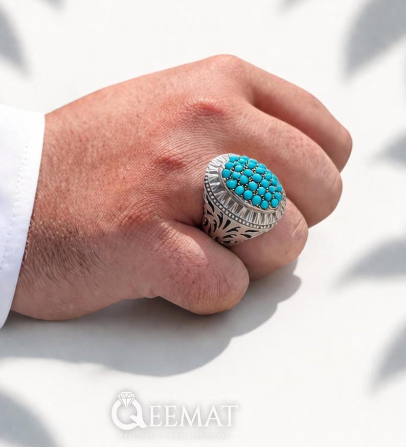 Mens Sleeping Beauty Turquoise Ring - Handmade Sterling Silver Ring ...