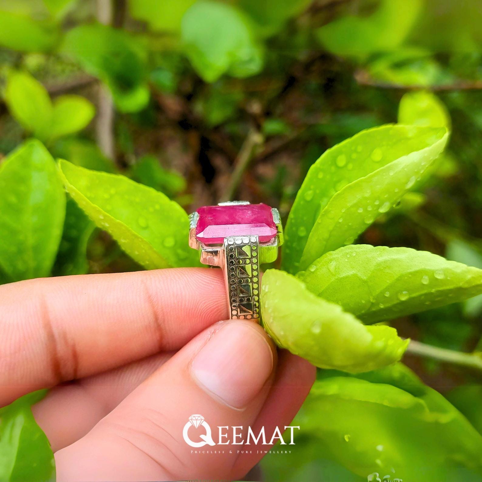 Handmade Rectangular Ruby Ring for Men – July Birthstone in Sterling ...