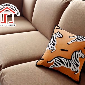Funda de almohada con caballo bordado / Funda de cojín de animal nórdico / Sofá decorativo de felpa / Manta de dormitorio bonita y elegante
