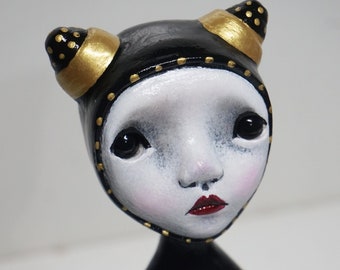 Goth Creepy Handmade Figurative Sculpture Unique Dark Gothic Sad Fantasy Clay OOAK Art Doll Natashaki 7