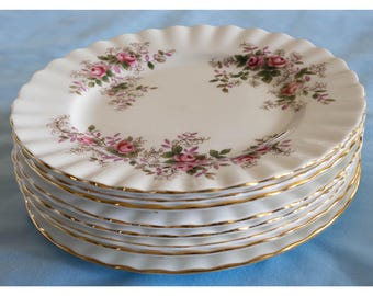 Royal Albert Lavender Rose Bread Plates. Set of 6. Vintage Bone China. England