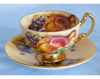 Aynsley Orchard Gold Coffee Can Cup and Saucer, Bone China England