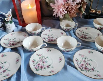 Tazas y platillos de té Lenox Peachtree. 6 juegos. Art Déco. Vintage. Hecho en EE. UU.