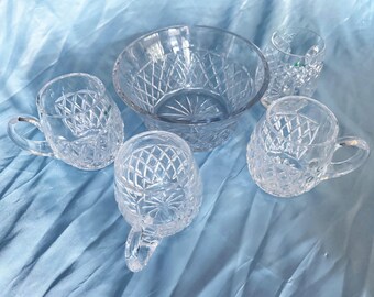 Galway Irish Full Lead Crystal Beer Mugs & Bowl. Connemara Pattern. Original Boxes