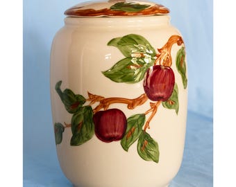 Franciscan Apple Pattern Cookie Jar with Lid. Vintage. Made in USA