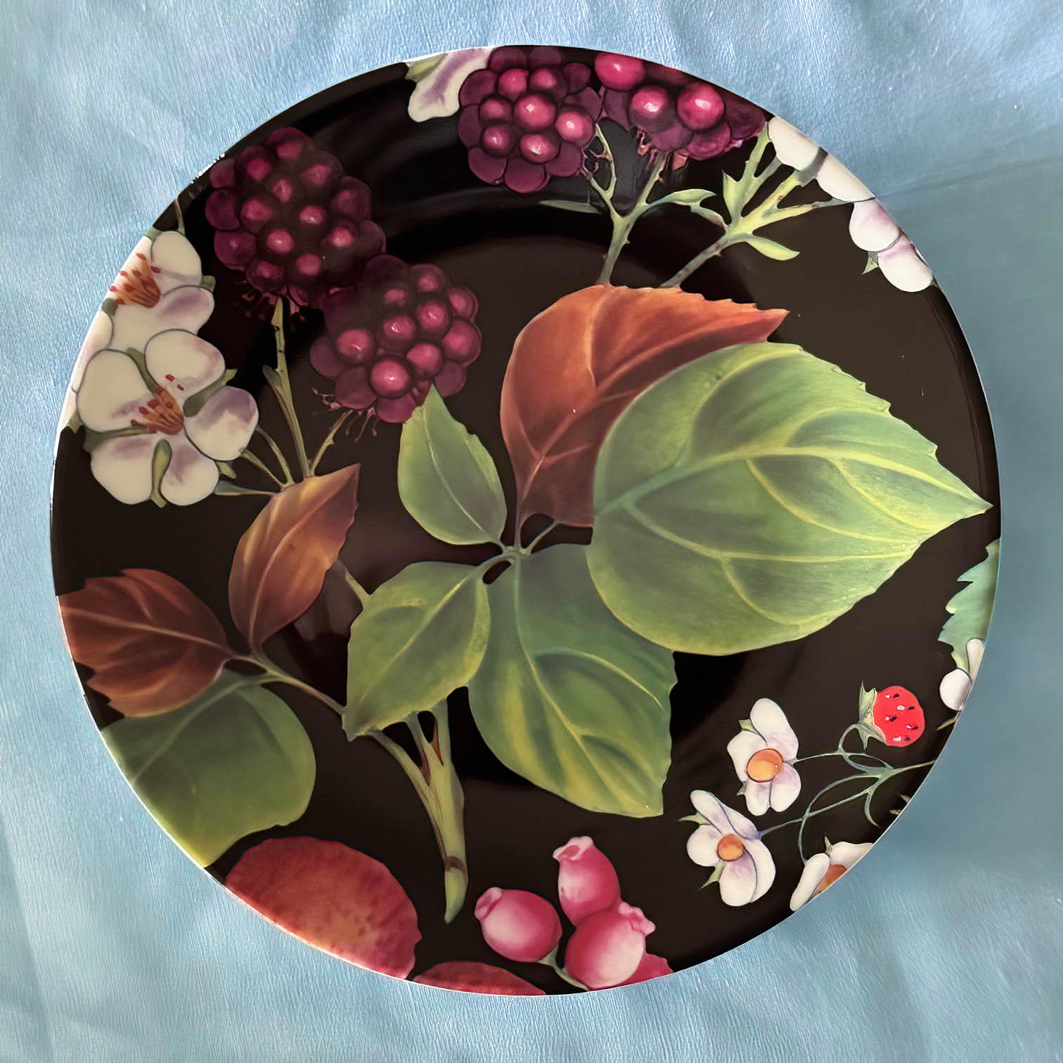 Limoges Dessert Plates. Philippe Deshoulieres. Hand Painted Fruit