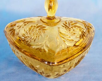 Hazel-Atlas Amber Glass Candy Dish. Vintage. Made in USA