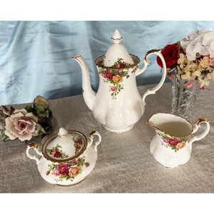 Beautiful Royal Albert Old Country Roses Coffee Set.  Made in England