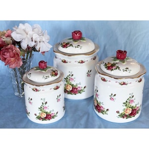 Royal Albert Old Country Roses Canisters. Set of 3 - Etsy
