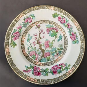 Set of 3 Indian Tree Pattern Vitreous China Plates From Maddock And Sons. Made In England