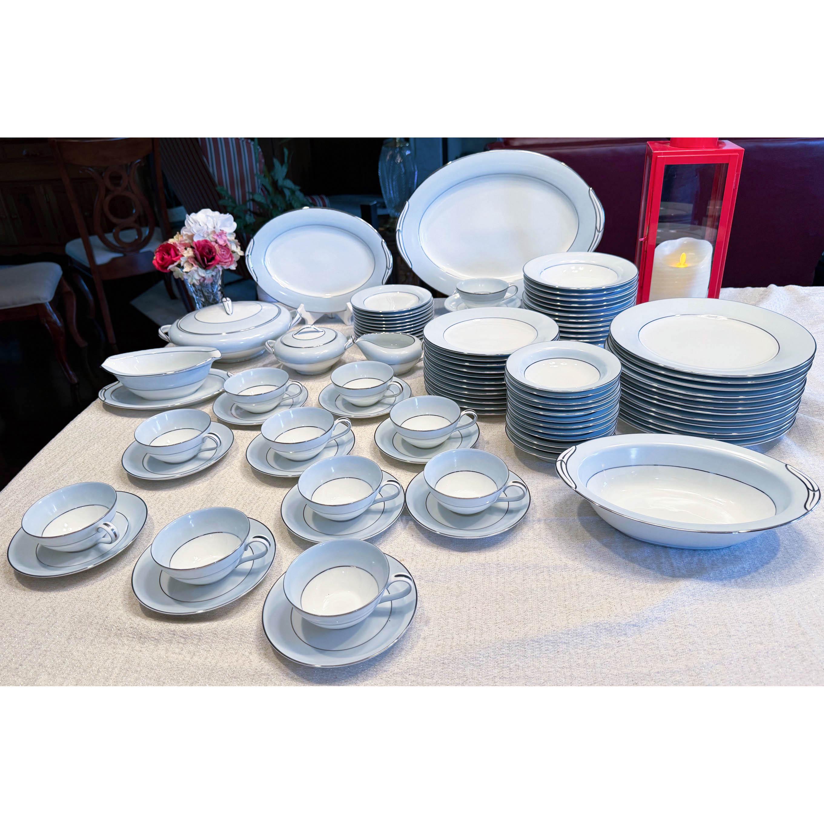 Noritake Bluedale Pattern 5533 Dinnerware Set. 12 Place Settings