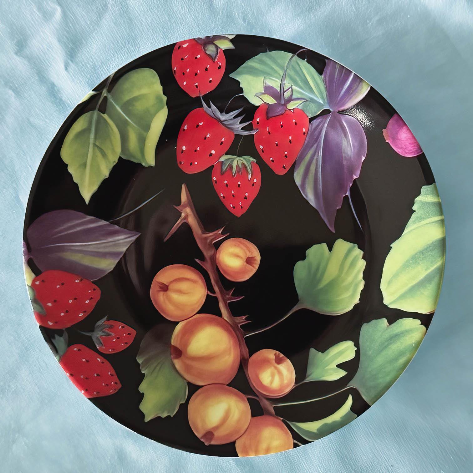 Limoges Dessert Plates. Philippe Deshoulieres. Hand Painted Fruit