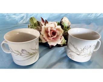 China Pearl Daffodil Teacups. Set of 2. Vintage. Made in China