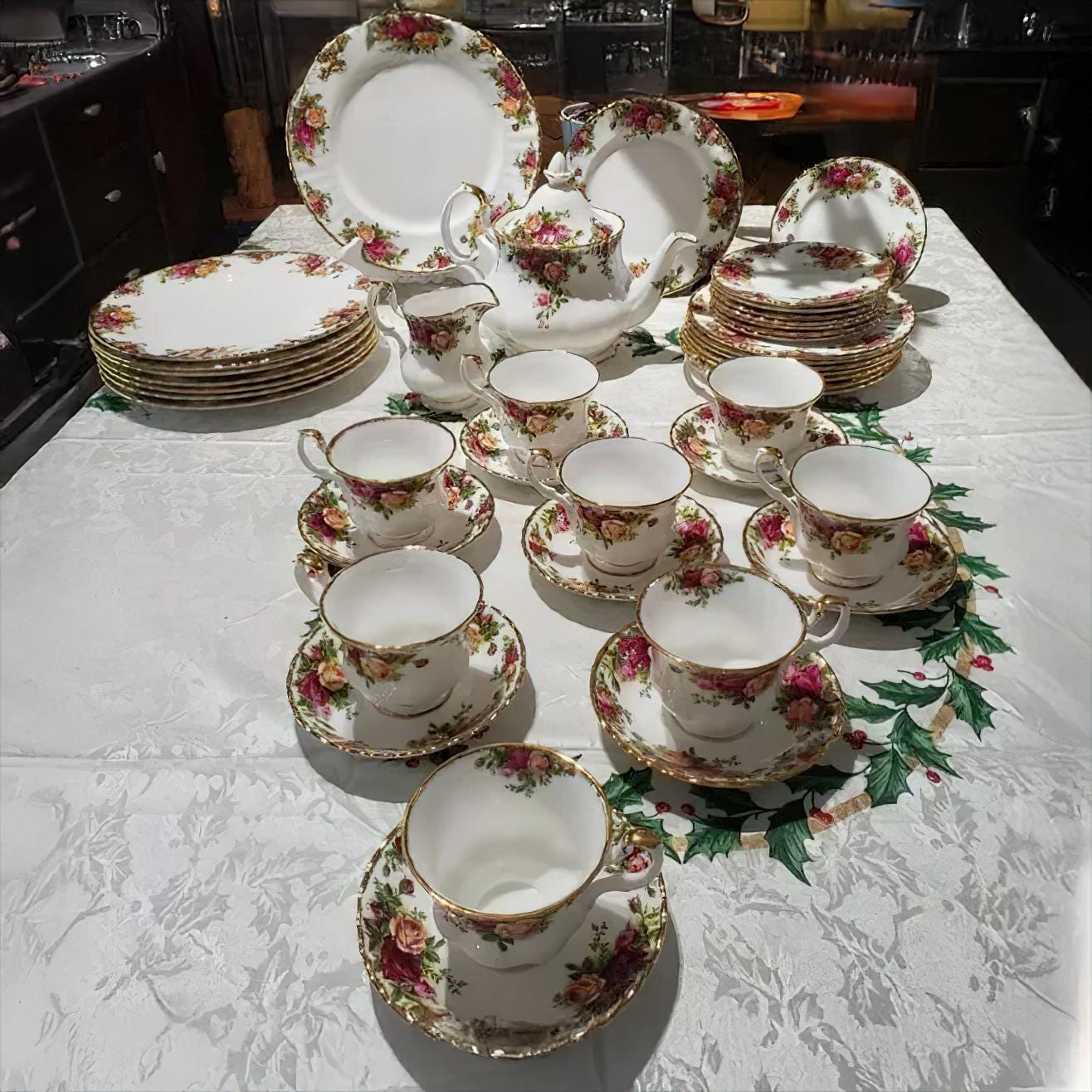 Royal Albert Old Country Roses Dinnerware and Tea Set. 8 Place