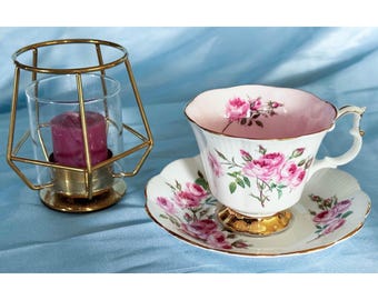 Royal Albert Footed Teacup and Saucer Pattern 4369. Vintage. Made in England