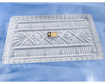 Lead Crystal Lausitzer Glass Rectangular Multi-purpose Tray Made In East Germany!
