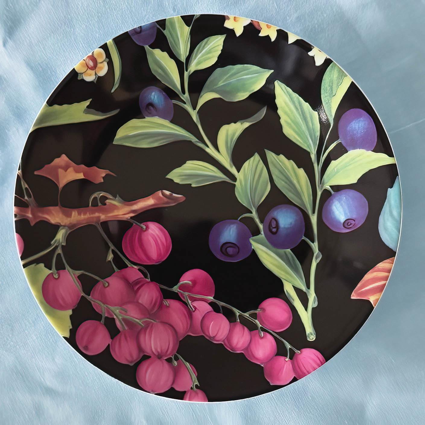 Limoges Dessert Plates. Philippe Deshoulieres. Hand Painted Fruit