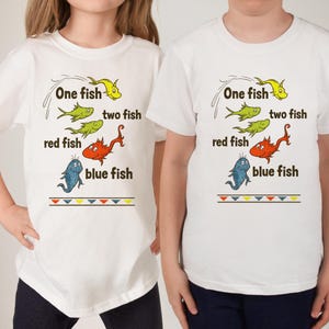 One Fish Two Fish Red Fish Blue Fish PNG, Funny Fish Kids Book Quote Sublimation, Retro Fish Cartoon Design, Preschool Classroom Decor PNG