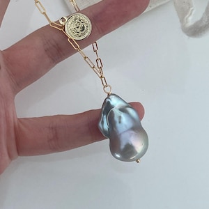 Baroque Pearl Pendant Necklace 14K Gold-Filled Chain Charm Necklace Statement Necklace Layering Necklace Gift for Her Birthday Gift