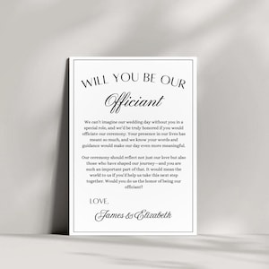 Tarjeta de propuesta para oficiante, Tarjeta de oficiante "¿Quieres casarte con nosotros?", Regalo para oficiante, Plantilla de carta de propuesta para oficiante, ¿Serás nuestro oficiante?