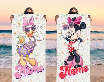 Custom  Girl Beach Towel, Minnie Daisy Beach Towel,  Coquette Towel, Besties Matching Towel, Friends Towel