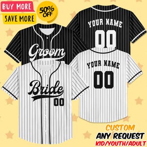 Custom Groom & Bride Jersey Shirts, Custom Baseball Jersey for Groomsmen Proposal, Bachelor Party Groomsmen Jersey, Best Man, Groom Shirts