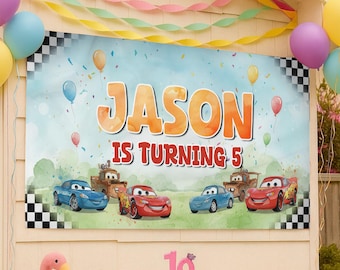Custom Disney Cars Birthday Backdrop, Cars Birthday Banner, Cars Birthday Decoration, Cars Birthday Party, Cars Party Decor, Cars Birthday