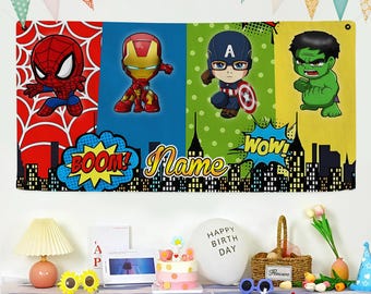 Custom Avengers Birthday Backdrop Banner,Superhero Birthday Banner, Avengers Party Decor, Avengers Backdrop Birthday, Avengers Party banner