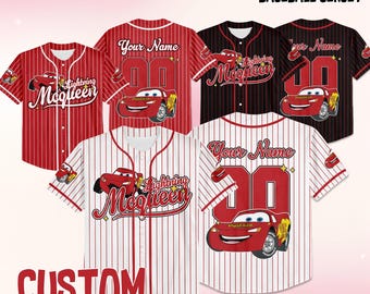 Custom Lightning McQueen Baseball Jersey, Custom  Cars Baseball Shirt, Matching  Trip Outfit, land Birthday Gift