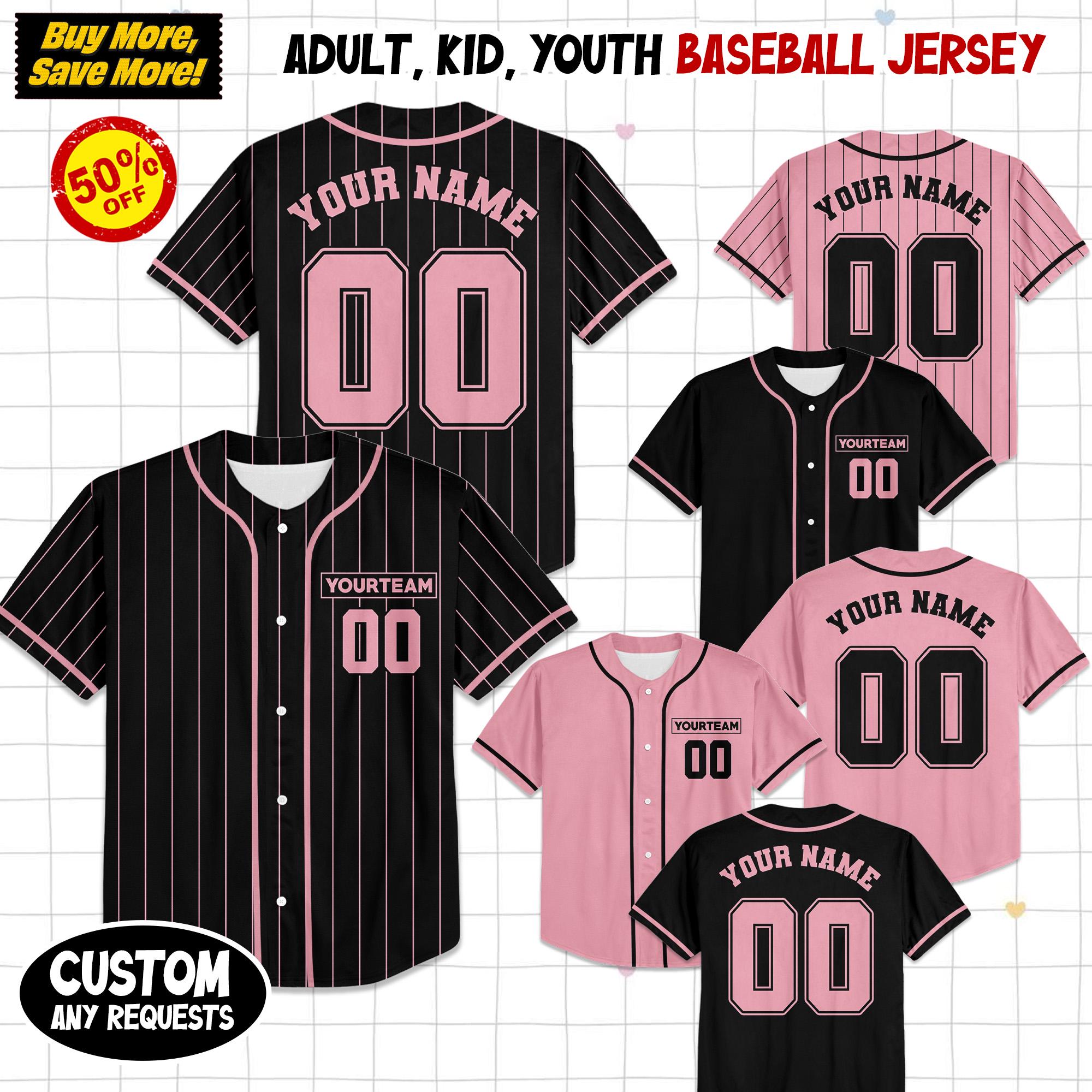 Kpop BLACKPINK Baseball-Trikot - Lisa Jennie Jisoo Rose Fan Shirt Schwarz-Rosa