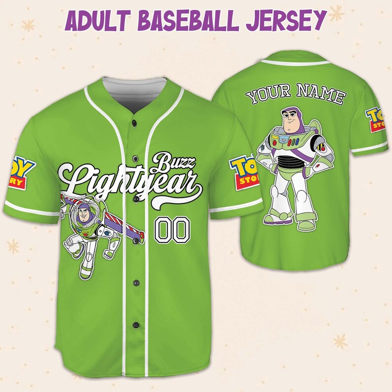 Custom Toy Story Buzz Lightyear Baseball Jersey, Kids, Youth, Adult ...