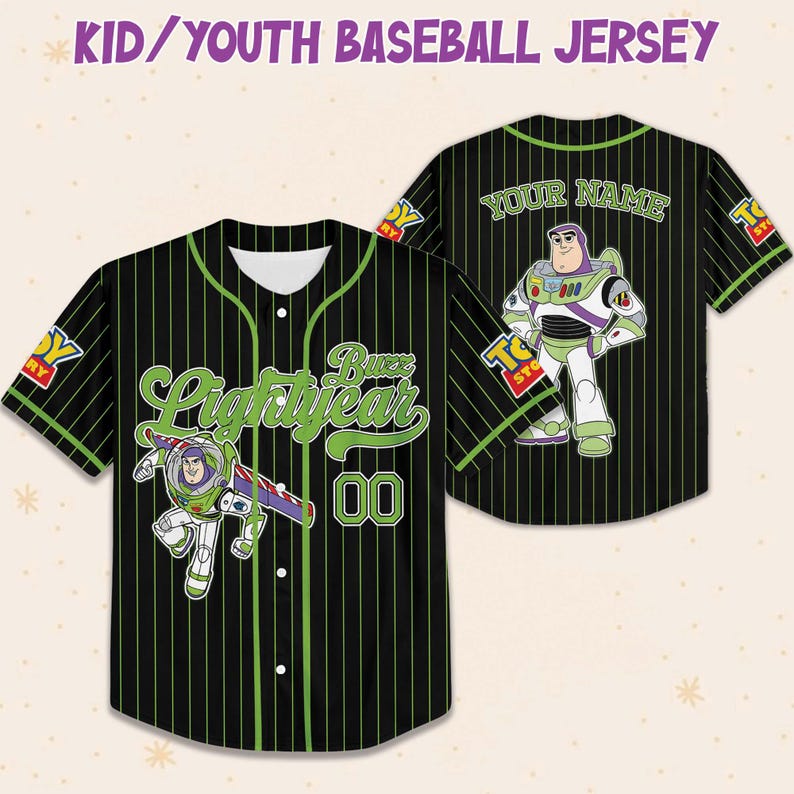 Custom Toy Story Buzz Lightyear Baseball Jersey, Kids, Youth, Adult ...