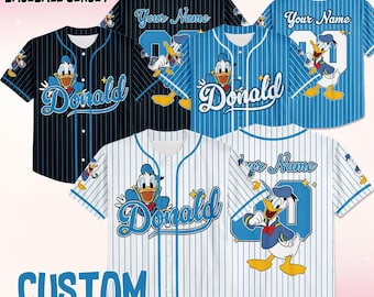 Custom Disney Donald Duck Collection Baseball Jersey, Disney Donald Duck Jersey, Disneyland Team Matching Outfit