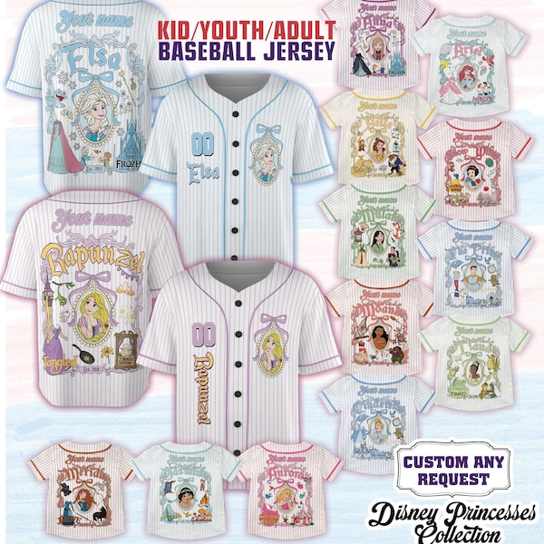 Custom  Princesses Collection Jersey,  Game Day Kid Adult Jersey, Gift For Baseball Fan,  Princess Matching Gift