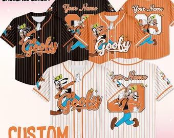 Custom Disney Goofy Collection Baseball Jersey, Disney Goofy  Jersey, Disneyland Baseball Team Matching Outfit, Birthday Gift