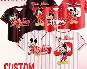 Custom Disney Mickey Mouse Collection Baseball Jersey, Disney Mickey Mouse Jersey, Disneyland Baseball Team Matching Outfit, Birthday Gift
