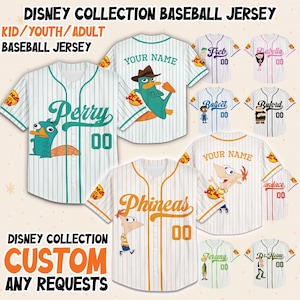 Custom Phineas And Ferb Perry The Platypus Baseball Jersey, Perry Birthday Jersey, Phineas And Ferb Disney Family Shirts, Funny Perry Jersey