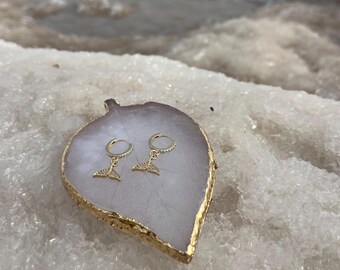 Handmade 14K Gold-Plated Whale Tail Hoop Earrings – Ocean-Inspired Jewelry, Dainty CZ Pave Hoops, Minimalist Beach Gift for Women