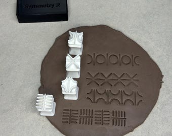 Geometric Texture Pottery Stamps – Clay Stamps + Storage Case - Symmetry #2