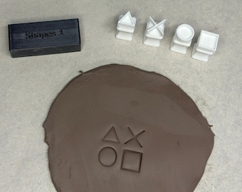 Geometric Texture Pottery Stamps – Clay Stamps + Storage Case - Shapes #1
