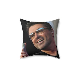 Square Pillow, George Michael Faux Suede Pillow, Wham Band Decor, Fan Gift, Home