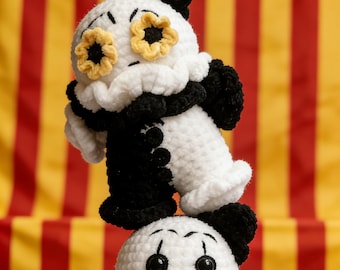 Art the Clown Amigurumi – Handgemaakte horror gehaakte knuffel, slasher-filmpop, Halloweencadeau, griezelig clownspeeltje, verzamelobject horrorfan
