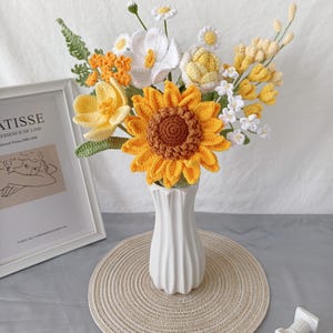 Handmade Crochet Flower Bouquet with tulip, sunflower, rose- Everlasting, Graduation, Birthday, Friend, Family, Girlfriend Gift