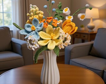 Handgemachter Häkelblumenstrauß, ewiges Blumenarrangement