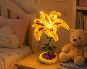 Crochet Sundrop Lily Flower Lamp: Handmade Rapunzel Flower LED