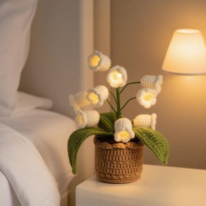 Crochet Lily of the Valley Night Lamp: Handmade Knitted Flower Light