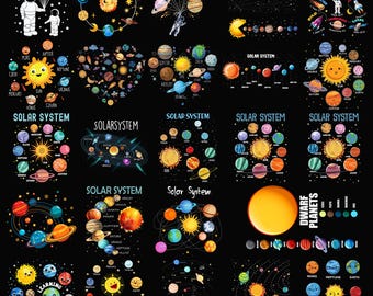 Paquete PNG del Sistema Solar, Planeta Lindo, Aula Espacial, Solo una Chica que Ama los Planetas, Diseños de Sublimación de Astronomía para Niños